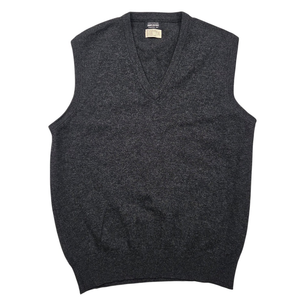 Vintage Brooks Brothers Sweater Vest Large 44 Grey Lambswool V-Neck England